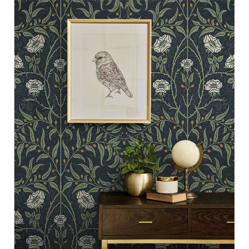 Seabrook Designs Stenciled Floral Prepasted Wallpaper