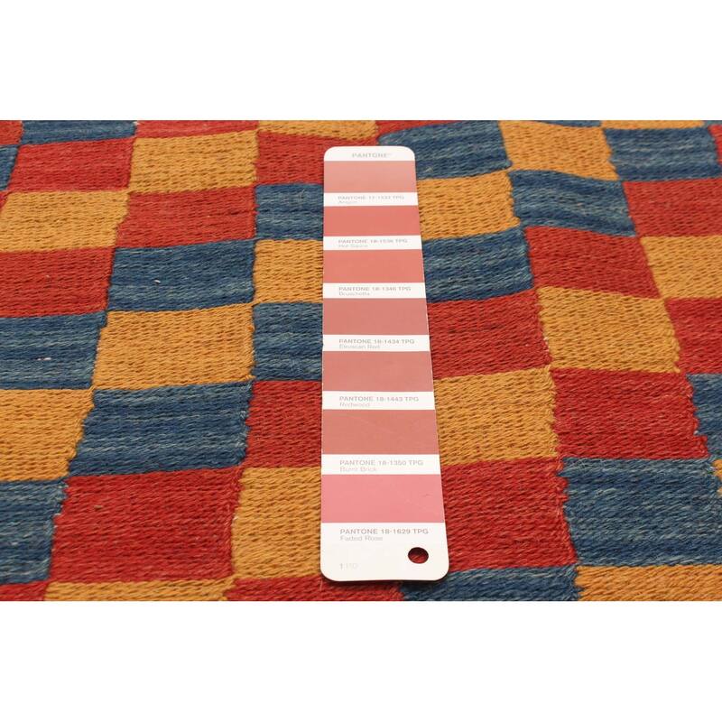 ECARPETGALLERY Flat-Weave Kashkuli Red Wool Tapestry Kilim - 6'4 x 6'7
