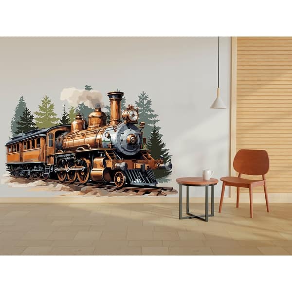slide 2 of 12, Train Wall Decal Train Wall Sticker Train Art Train Wall Vinyl Wall Decal 24x15