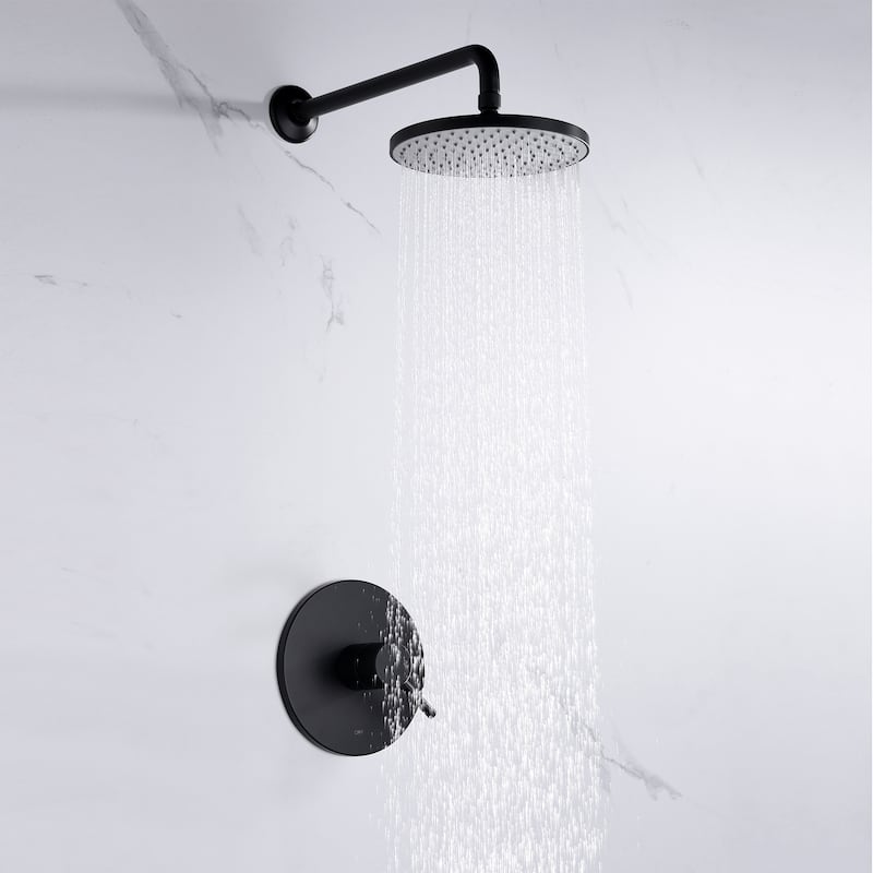 Luxier SS-B01 Single-Handle 1-Spray Shower Faucet with Valve - Matte Black