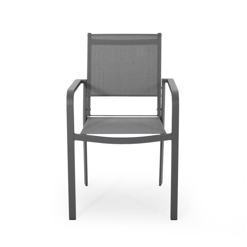 Outdoor Modern Dining Chairs Set of 2, Aluminum Frame Chairs with Breathable Mesh Seat for Patio, Backyard, Garden, Balcony