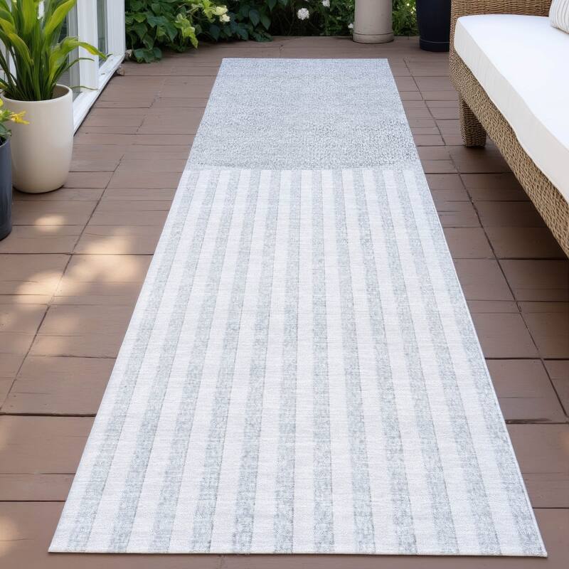 Machine Washable Indoor/Outdoor Contemporary Mod Chantille Rug - Blue - 2'3" x 7'6"