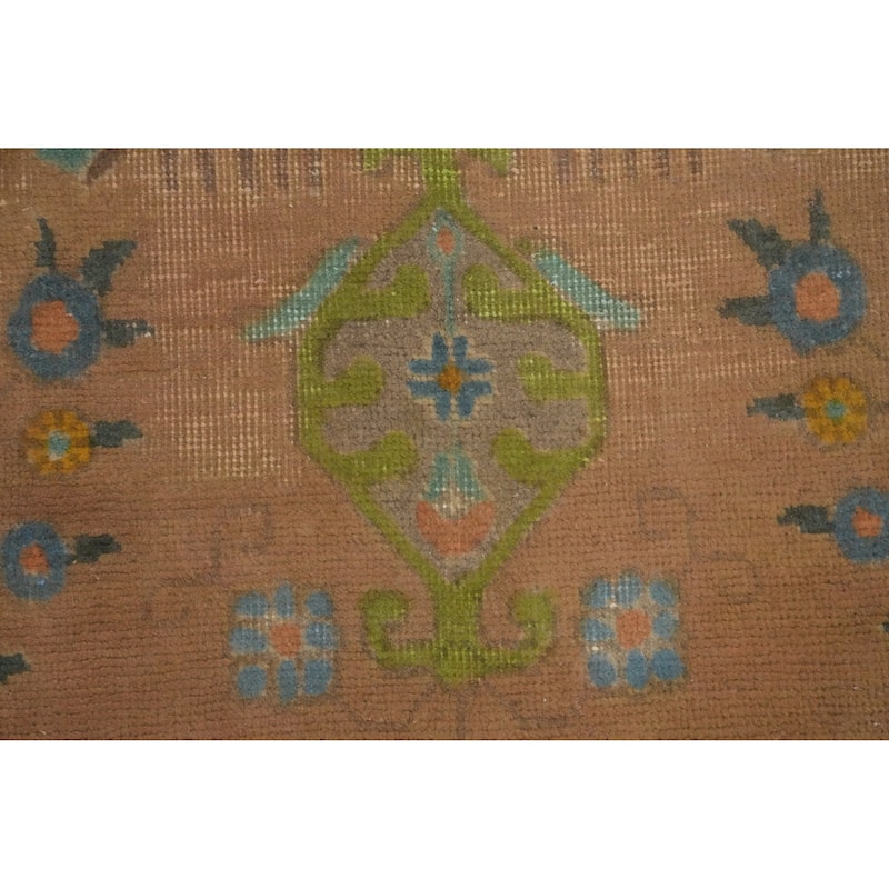 Hand Knotted Oriental 100% Wool Carpet Traditional Floral Oranges & Rust Tabriz Area Rug - 9' 7'' X 6' 2''