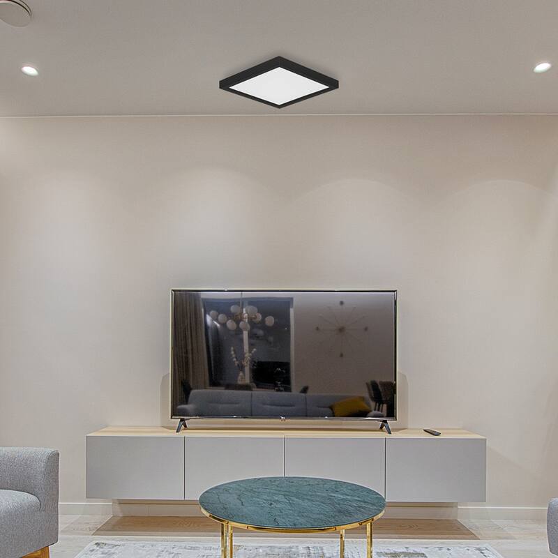 Amax Lighting LED Edge lit square light Dimmable 18W in White Finish - Black