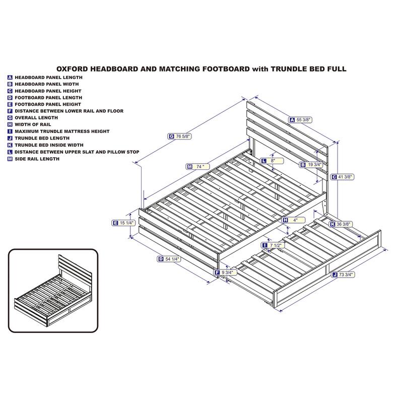 Oxford Full Platform Bed with Matching Footboard & Twin Trundle in Espresso