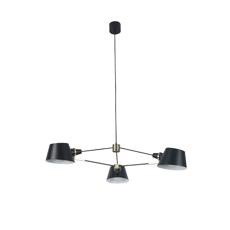 Industrial 3-Light Black Aluminum Chandelier