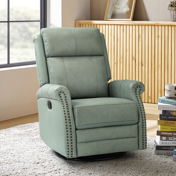 Alina Modern 20''w Genuine Leather Swivel Rocker Nursery