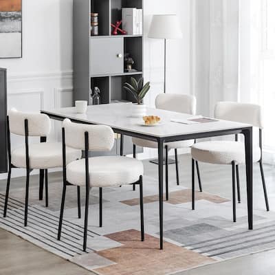 XINMICS Dining Chairs Set of 2/4/6, Mid Century Modern Upholstered Boucle Kitchen Dining Room Chairs
