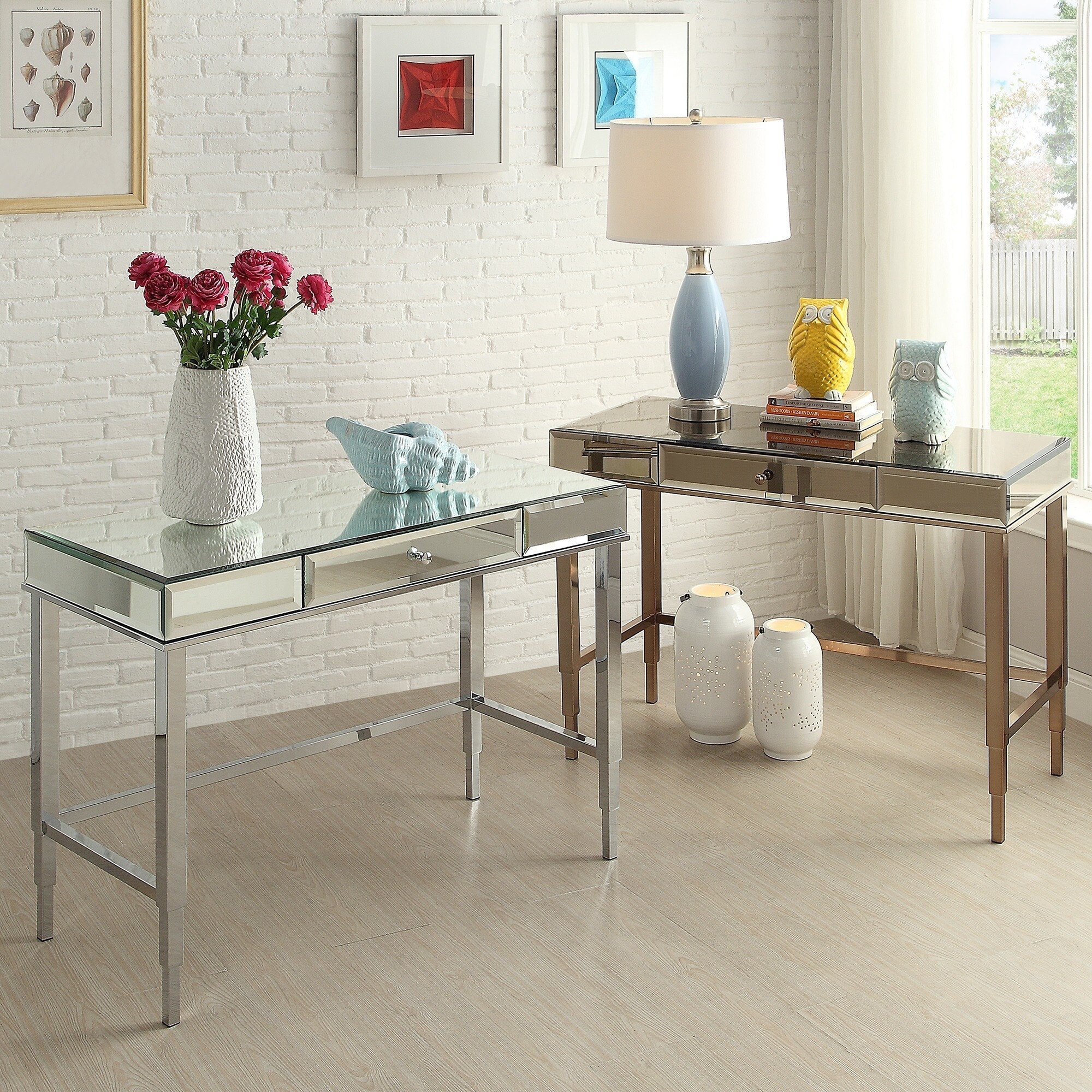 Camille Beveled Mirrored Accent 1 Drawer Office Writing Desk By Inspire Q Bold On Sale Overstock 9821791