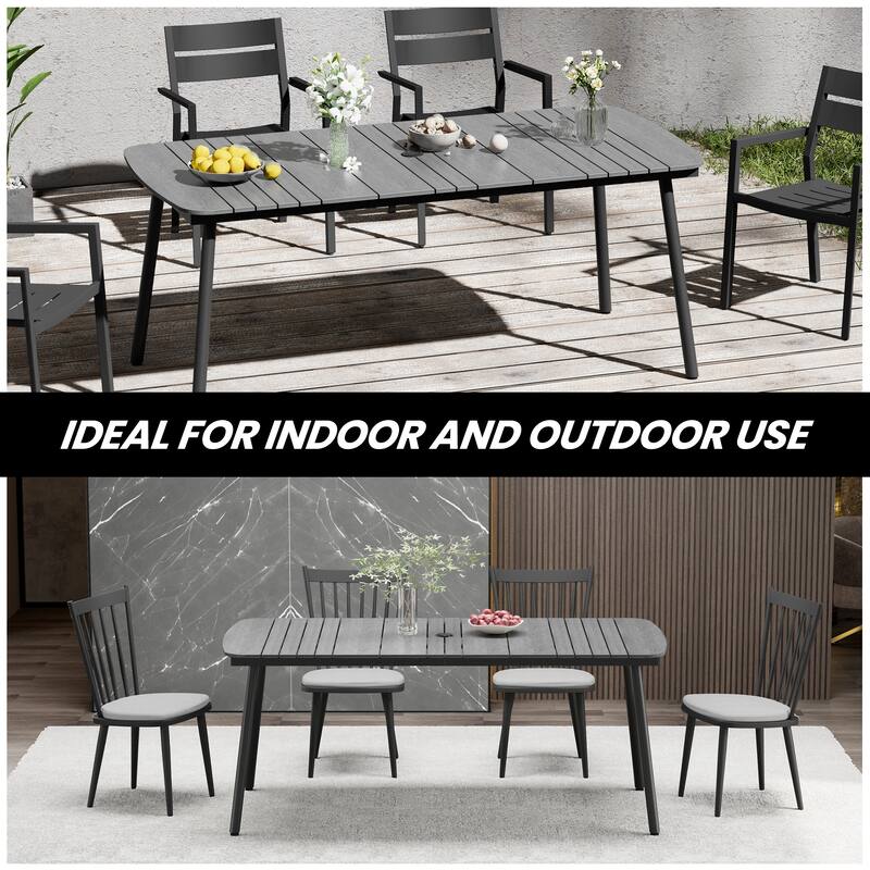 Outdoor Patio Dining Table Rectangular Aluminum Outdoor Table for 6/8/10 Person