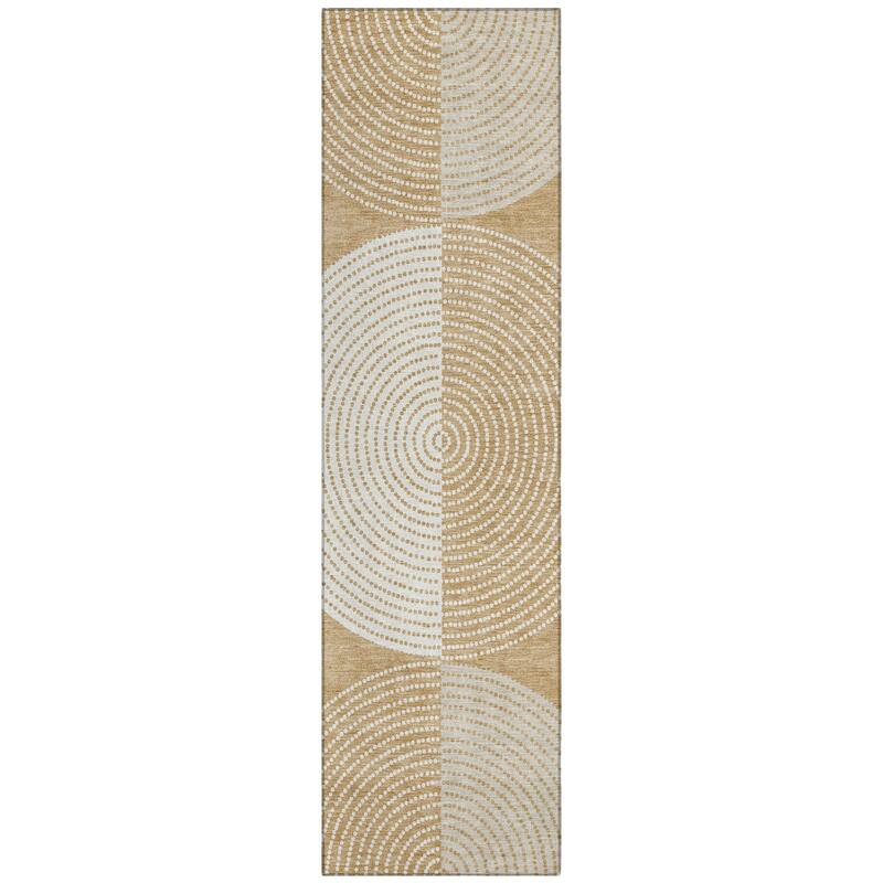Machine Washable Indoor/ Outdoor Casual Circles Chantille Rug