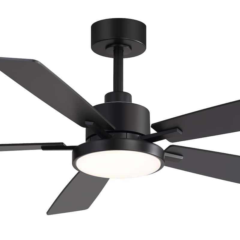 52" Black 5-Blade Integrated LED Ceiling Fan with Light and Remote