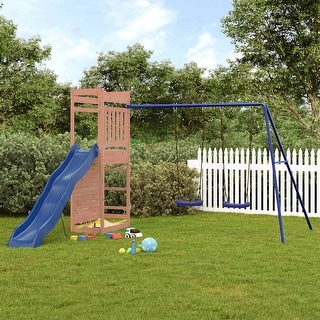 vidaXL Swing Set Outdoor Backyard Wooden Playground Equipment for Kids Age 3-8