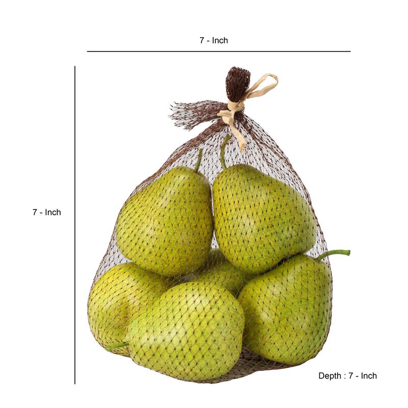 Decorative 6 Piece Artificial Pear in Plastic Net Bag, Green