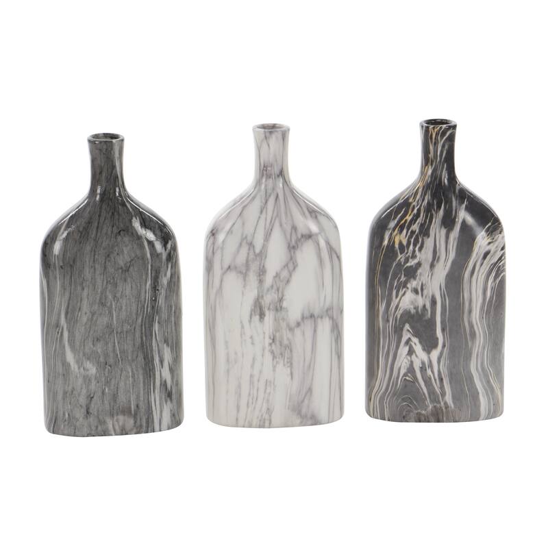 Ceramic Faux Marble Decorative Vase - Set of 3 Gray - Roche River Decor