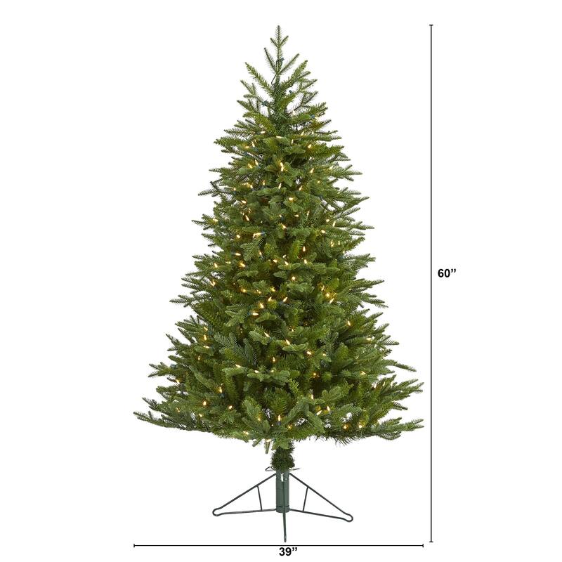5' Pre-Lit Multifunction Cambridge Fir Artificial Christmas Tree, Warm Clear LED Lights - 5 Foot
