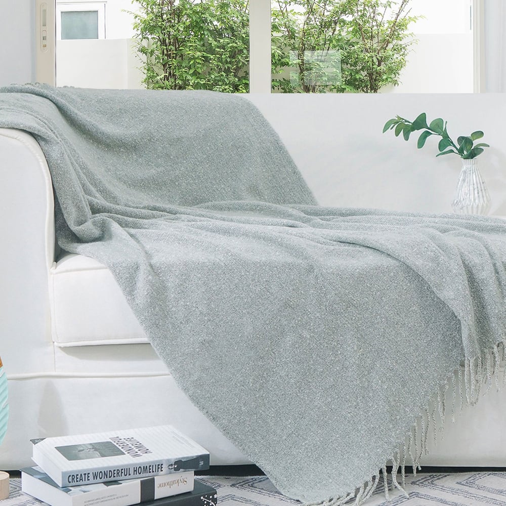 Cheer Collection Ultra Soft Knit Fringe Throw Blanket