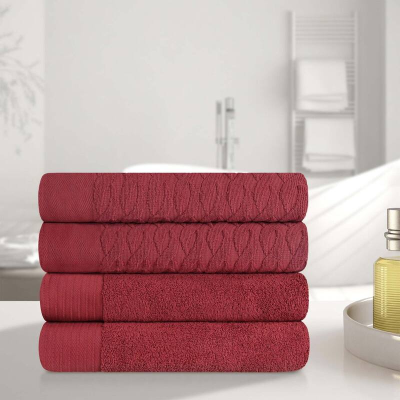 Turkish Cotton Herringbone and Solid Bath Towel Set by Superior