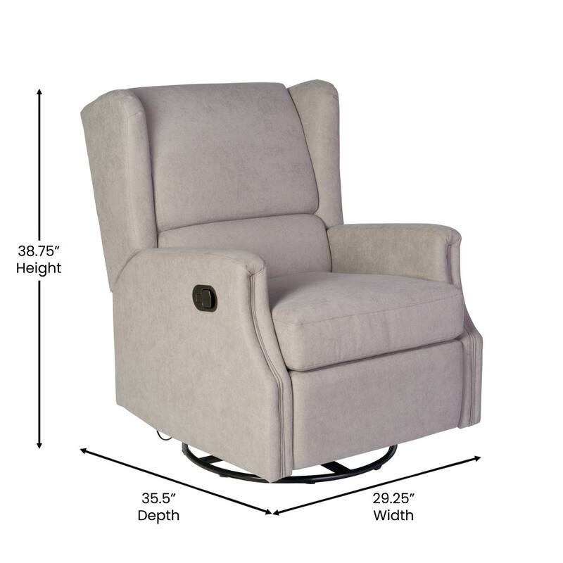 Wingback Manual Rocking Glider Recliner Chair with 360 Swivel