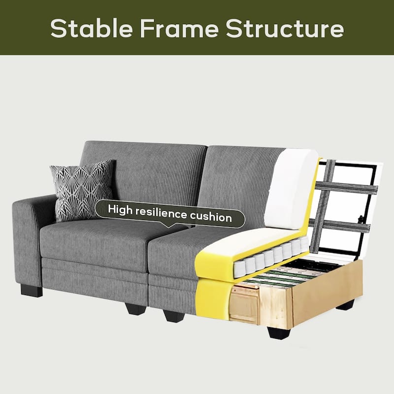 13 PC Modular Corduroy Sectional With Ottoman