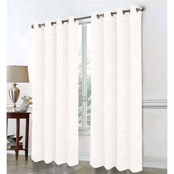 slide 2 of 4, Jasper Lurex Woven Window Curtain Panel 76" x 84" - White