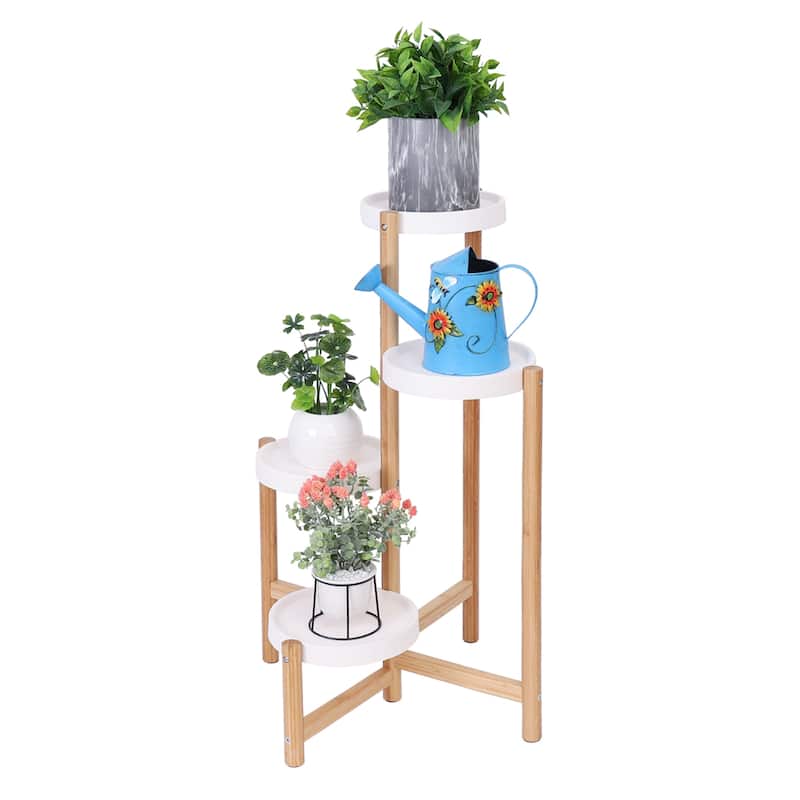 Solid Bamboo Tall Plants Stand Pot Holder Display Rack Indoor&Outdoor
