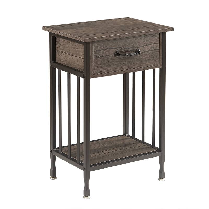 VECELO Modern Nightstand with Drawer and Storage Shelf