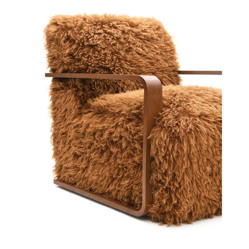 Contemporary Style 1pc Accent Chair Retro Inspired Curves Wooden Arms Tight Seat And Back Primary Living Room