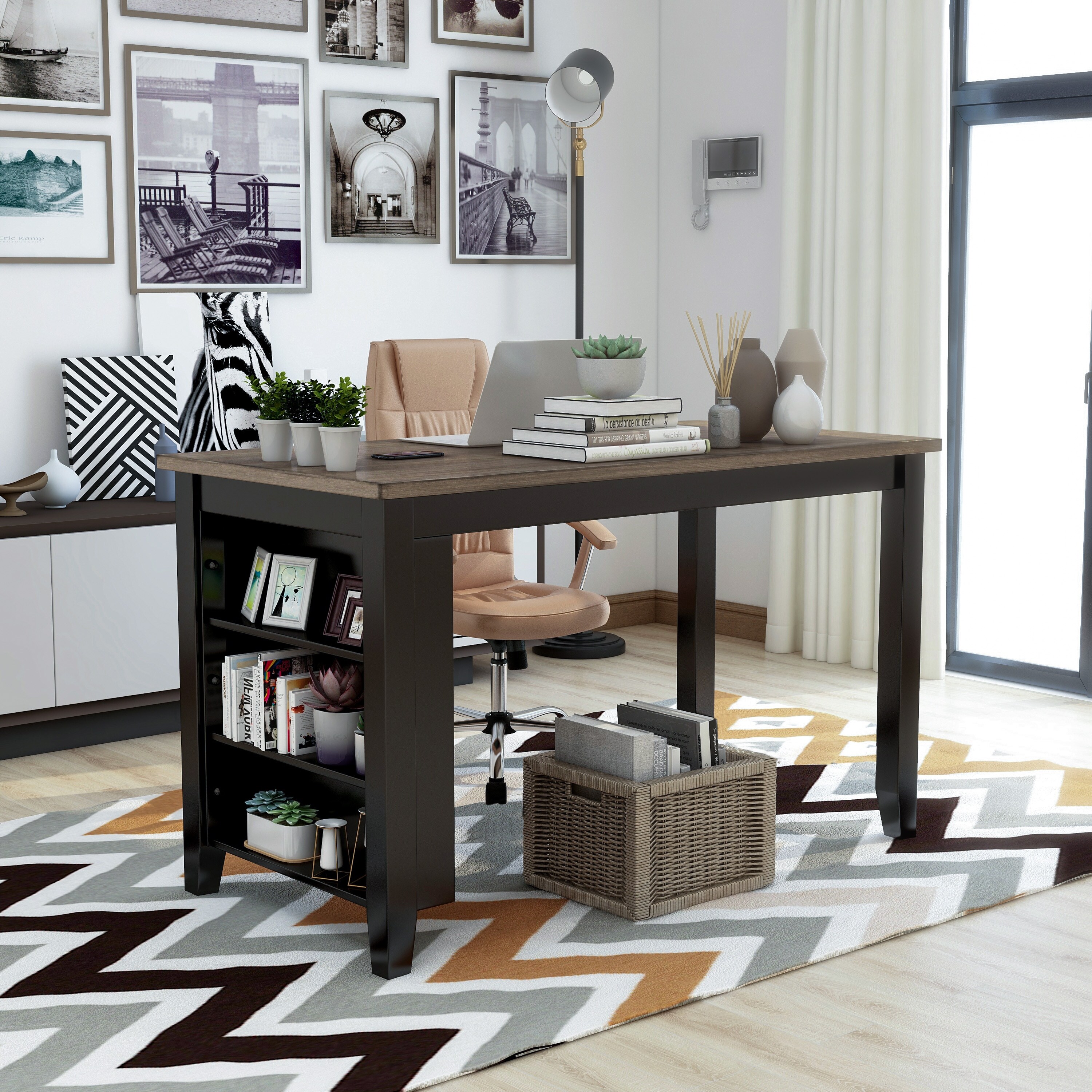 Counter Height Desk Amazon Com Benjara Wood And Metal Counter Height