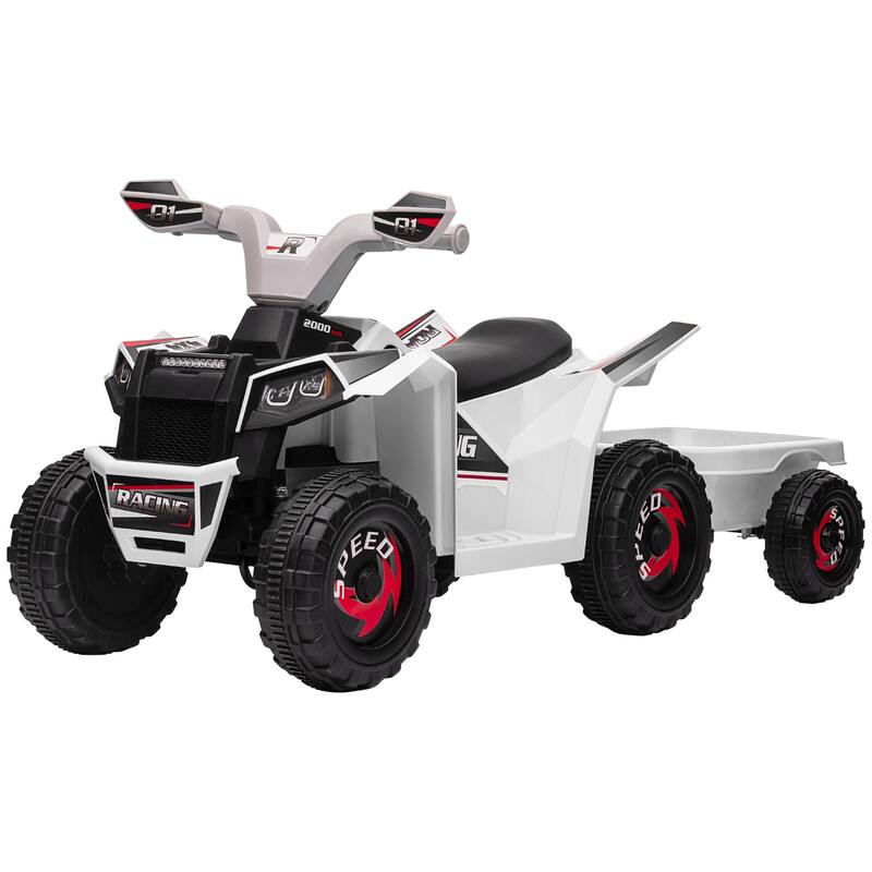 6V Kid ATV with Back Trailer, Electric Ride-On Car for Toddlers, Safe Speed, Wear-Resistant Wheels for Outdoor, 18-36 Months