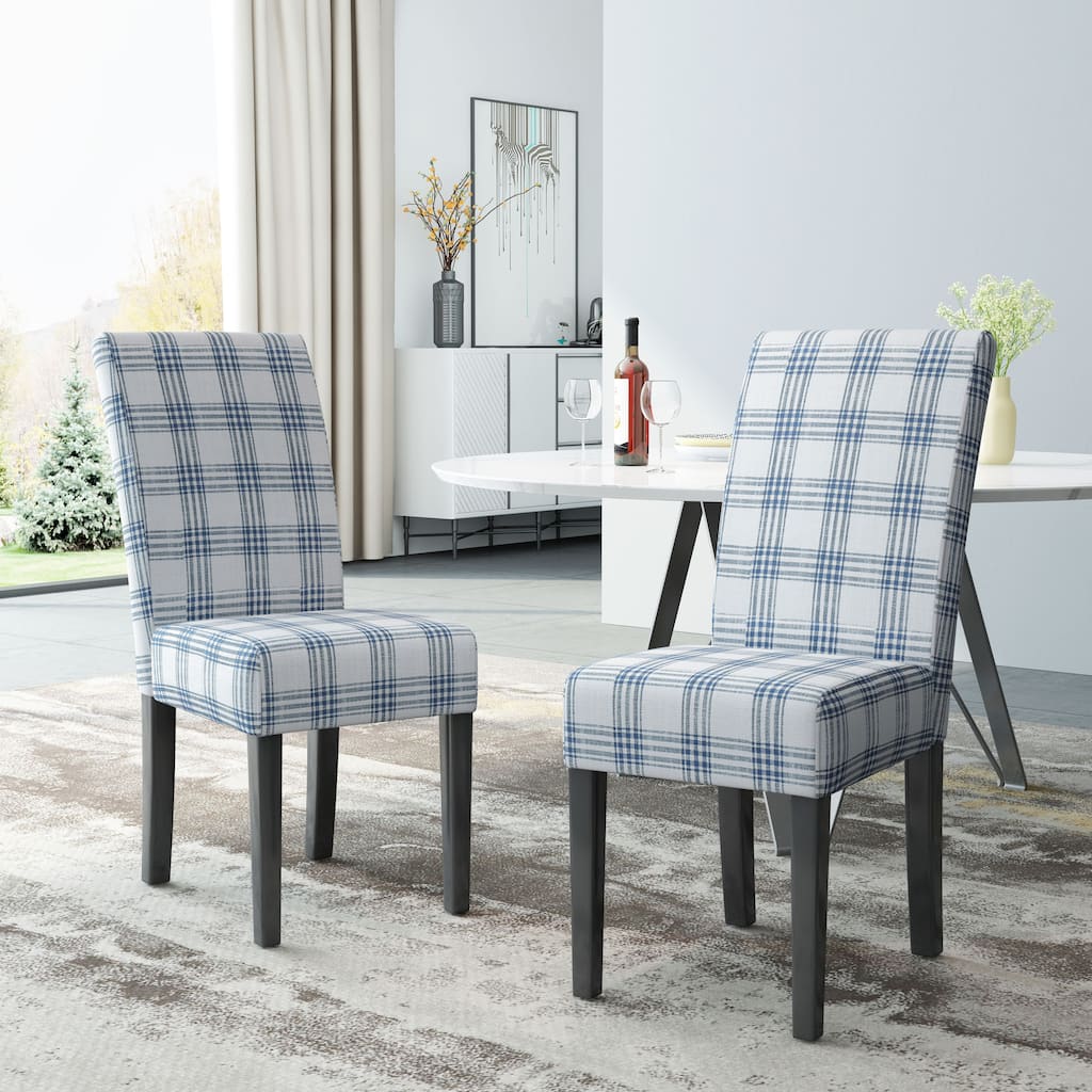 Comfortable Padded Chair Accent Chair with Plaid Pattern, Upholstered Chair Coffee Chair with Wood Legs