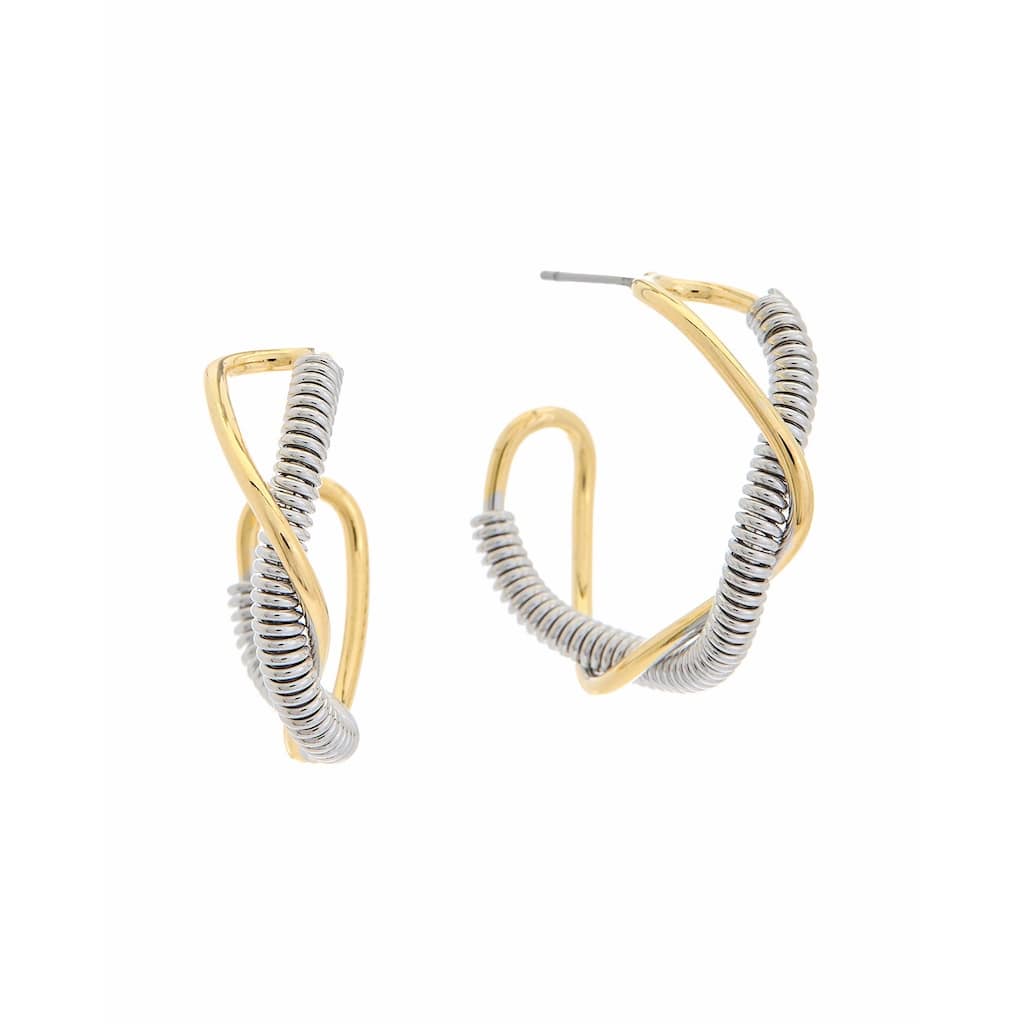 Juvell Two Tone Gold Plated Brass Fancy Hoop Earrings - N/A