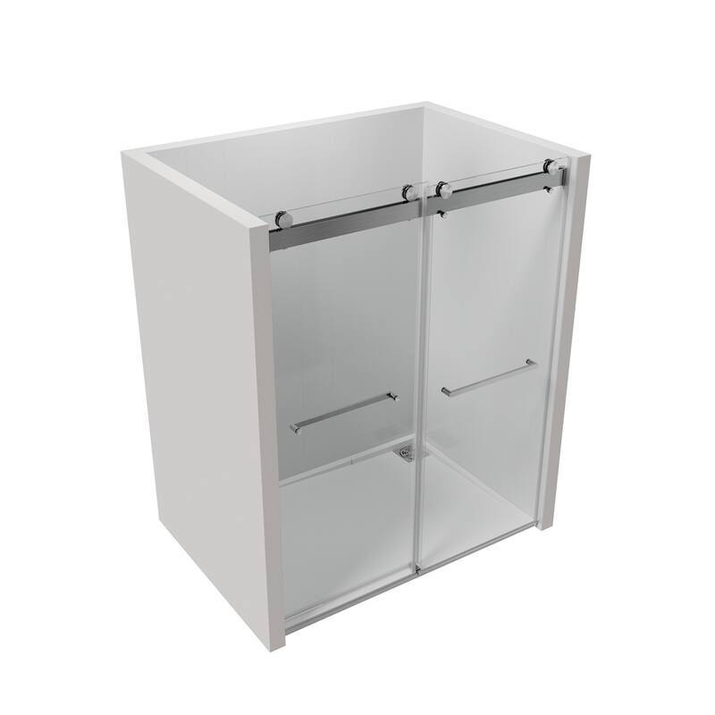Sliding Frameless Soft-Close Shower Door w/ 3/8" Thick Tampered Glass