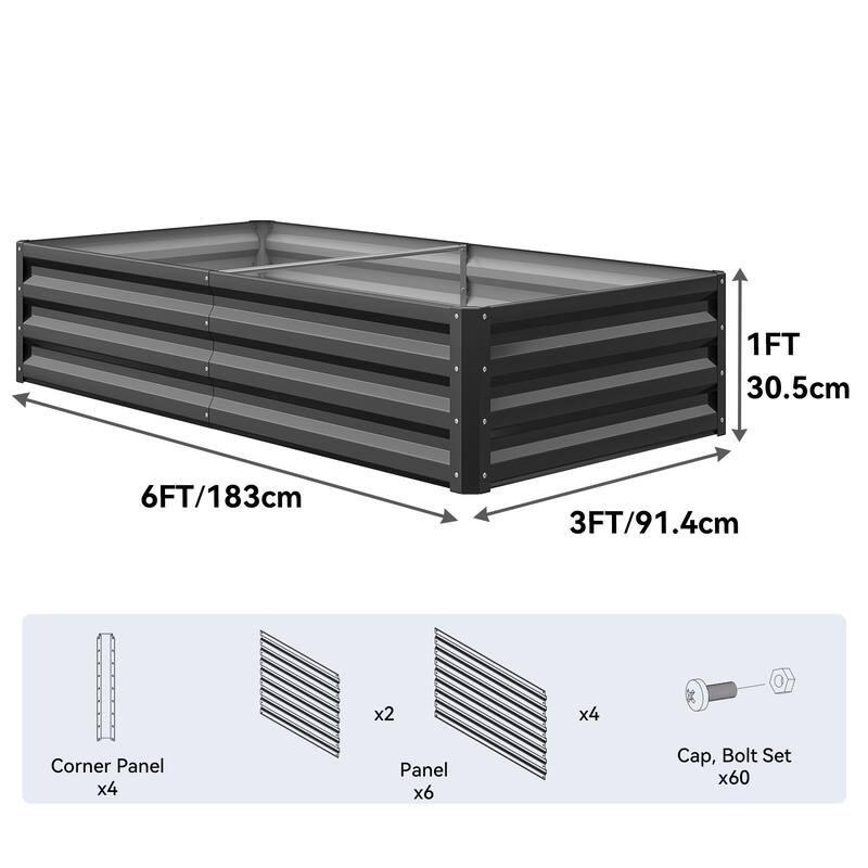 Moasis Outdoor Metal Raised Garden Bed with Gloves
