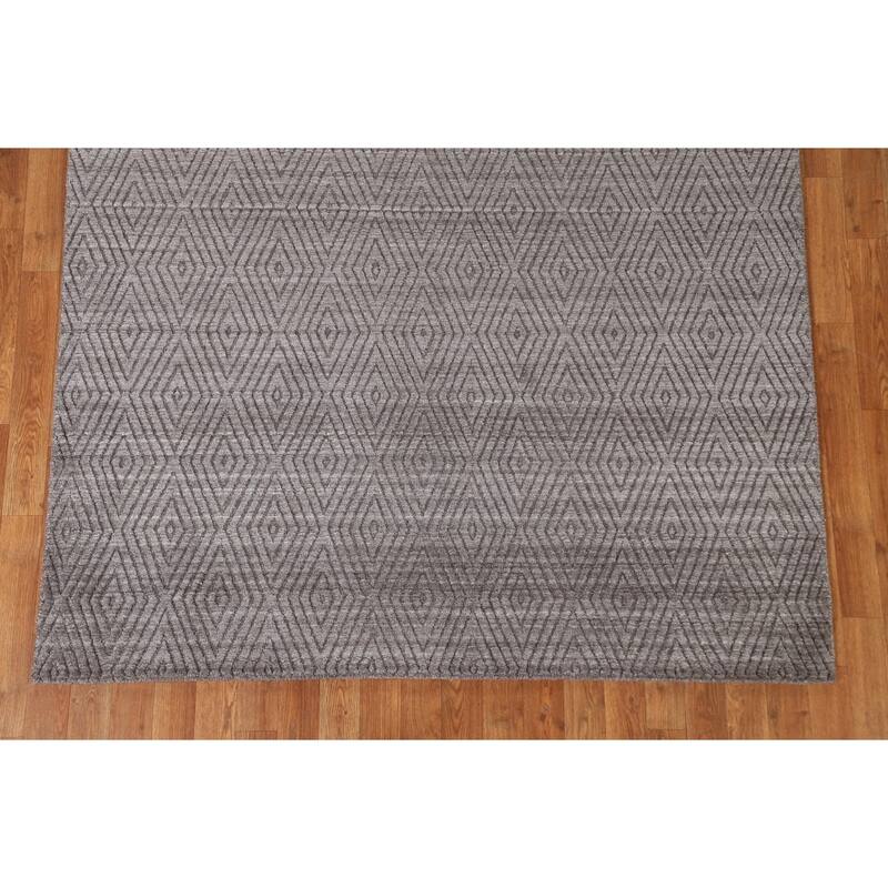Brown Trellis Gabbeh Modern Area Rug Hand-knotted Wool Carpet - 5'5" x 7'7"