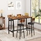 preview thumbnail 26 of 37, New Style Bar Table Set with Bar Stools PU Soft Seat with Backrest and Footrest ,1 Wooden Table(Set of 3 or Set of 5)