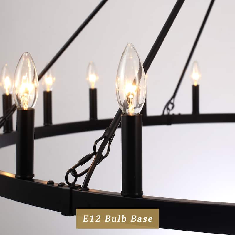 24-Light 51.97-inch Dimmable Round Wagon Wheel Chandelier for Dining Room