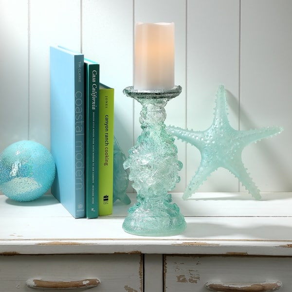 slide 2 of 4, 10" Clear Resin Ocean Candle Holder