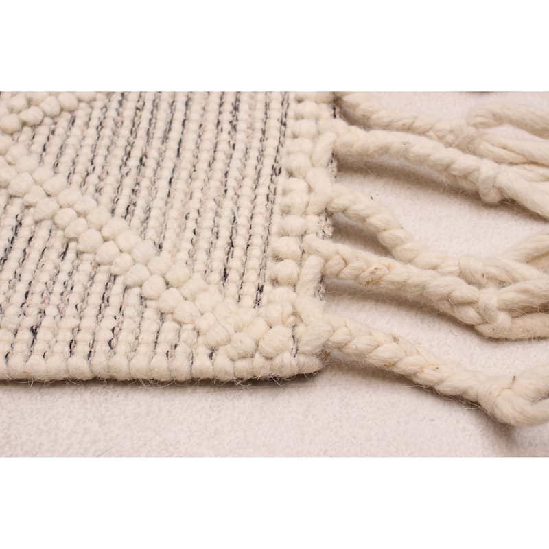 ECARPETGALLERY Braid weave Sienna Cream Wool Rug - 4'1 x 6'0