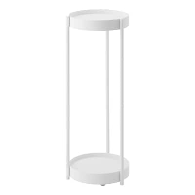Yamazaki Home Two-Tier Rolling Plant Stand, Steel, Wheels - L 10.43 x W 9.84 x H 27.56 inches