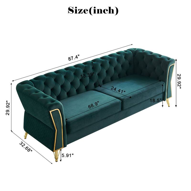 Modern Tufted Velvet Sofa for Living Room