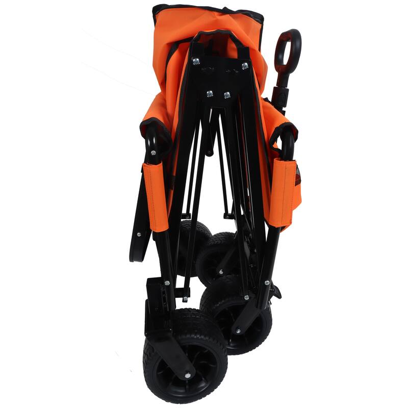 3-in-1 Convertible Folding Wagon Cart with Bench Seat & Rear-Mounted Folding Tabletop,180L Capacity All-Terrain Wheels
