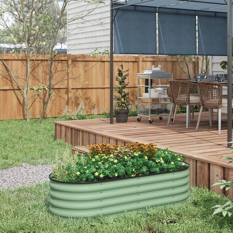 Modern Minimalist Garden Bed with Safety Edging, Easy DIY Stock Tank, for Growing Flowers Herbs Vegetables - 8' x 10'