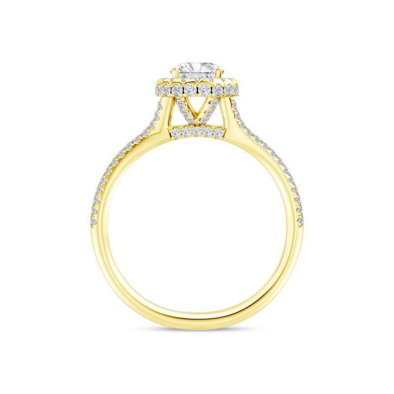 1ct TDW Diamond Halo Engagement Ring in 14K Yellow Gold for Women