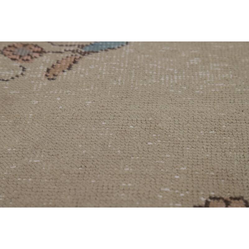 Geometric Tabriz Persian Rug Hand-Knotted Beige Wool Carpet - 8'2"x 10'6"