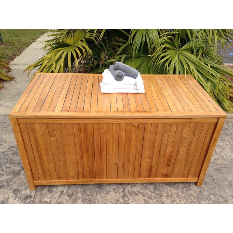 Chic Teak Santa Barbara Pool and Deck Storage Teak Wood Cushion Box
