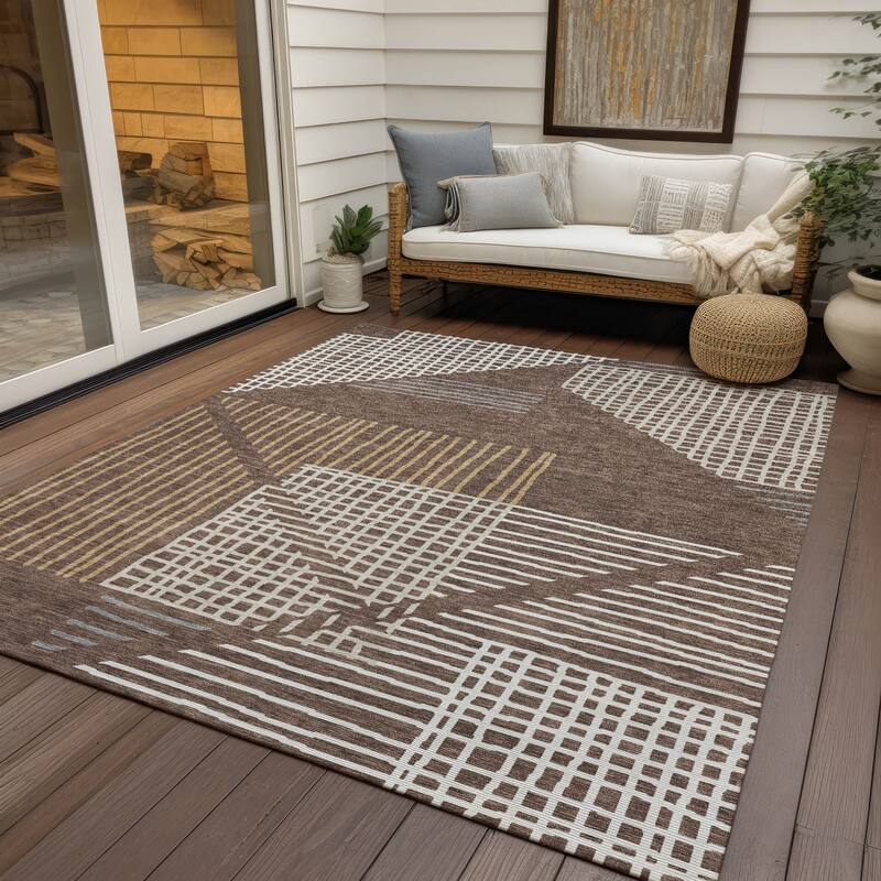 Machine Washable Indoor/ Outdoor Casual Contemporary Chantille Rug