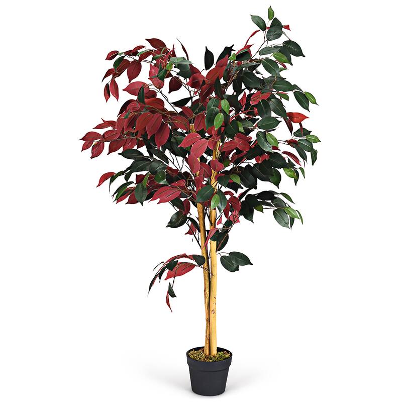 4FT Fake Tree Artificial Greenery Plants Pot Decorative Trees - Green+Red