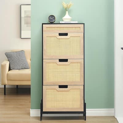 Rattan Shoe Cabinet for Entryway