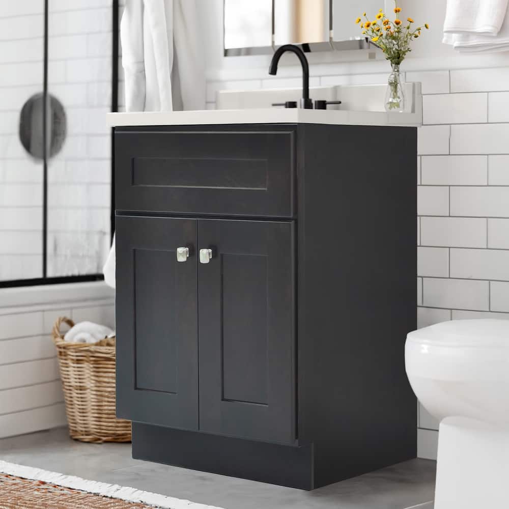 Brookings 25 Inch Assembled Bath Vanity with Ivory Swirl Top